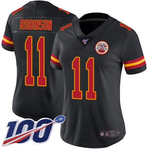 Women Kansas City Chiefs #11 Robinson Demarcus Limited Black Rush Vapor Untouchable 100th Season Football Nike NFL Jersey->women nfl jersey->Women Jersey